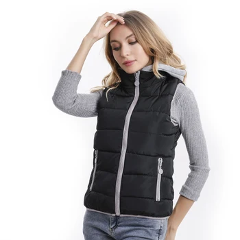 

Women Winter Hooded Jacket Ladies Sleeveless Splice Ultralight Vest Female Slim Vest Women's Windproof Warm Waistcoat
