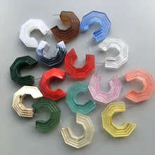 UJBOX 15 цветов эксклюзивный акриловый многослойный шаг серьги для женщин красный зеленый синий желтый коричневый розовый серьги-кольца оптом