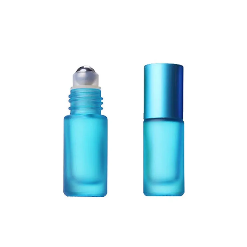 1/5/10PCS 5ml portable frosted colorful essential oil perfume thick glass roller vial travel refillable rollerball bottle mini perfume bottle perfume refill bottle refillable perfume bottle
