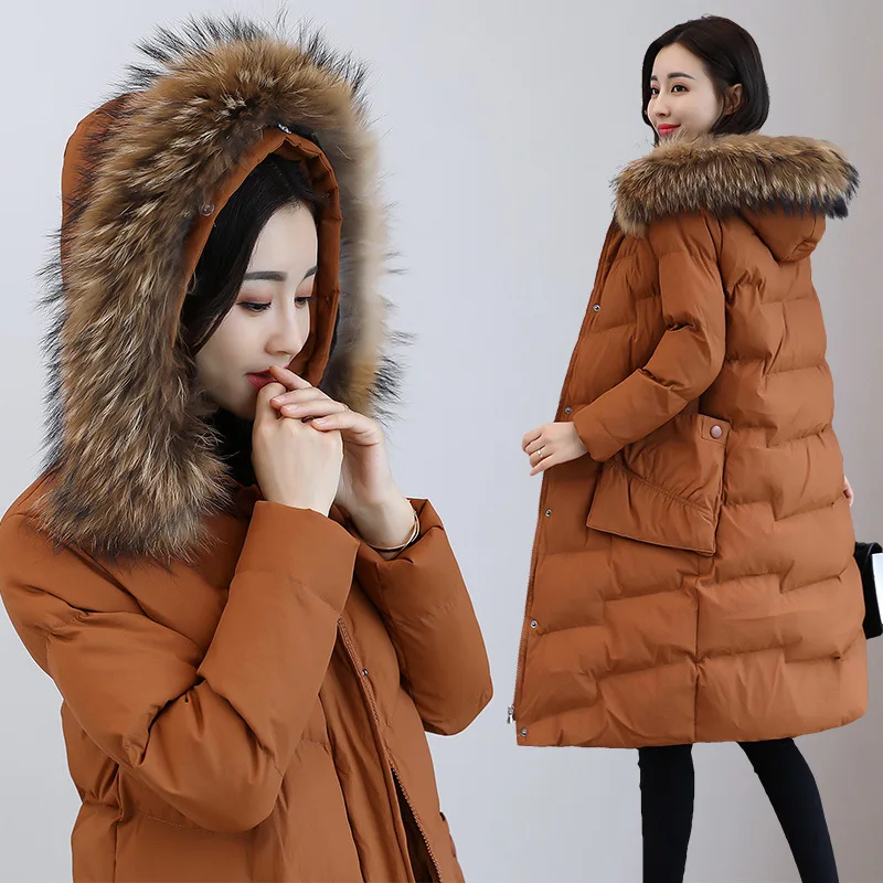 

Cotton-padded Clothes/Cotton Coat Hooded 2018 Winter Long Sleeve Mid-length Versatile Fashion Casual Elegant Sweet Even