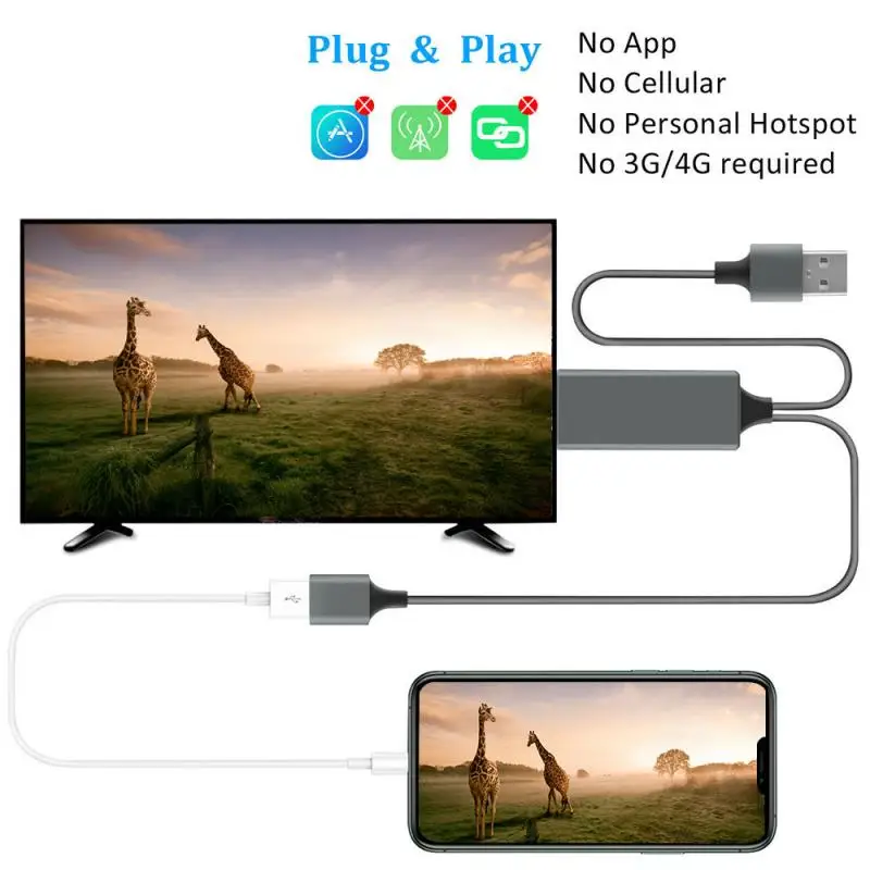 Подходит для Apple Android смартфон Hdmi HD видео кабель зеркальный Кабель Hdmi три-в-одном мобильный телефон с той же линией экрана