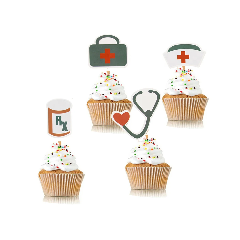 Gateaux Decoration Theme De Rn Medicale Decoration Pour Fete D Anniversaire Decoration Pour Infirmiere Remise De Diplome Decoration De Gateaux 24 Pieces Aliexpress