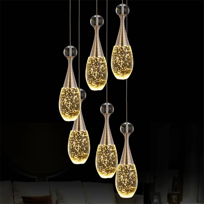 Crystal Glass Luxury Pendant Light For Restaurant Bar Coffee Shop Hanging Lamp Modern Simple Multi-head Dining LED Pendant Lamps