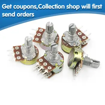 

5pcs/lot WH148 1K 10K 20K 50K 100K 500K Ohm 15mm 3 Pin Linear Taper Rotary Potentiometer Resistor for Arduino with AG2 White cap