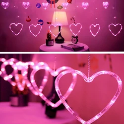 LED Hearts Curtain Light 220V 110V Christmas Garland String Fairy Lights Outdoor For Home Wedding Party New Year Decor