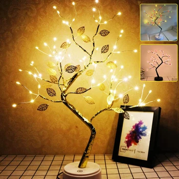 

Touch Switch DIY Artificial Light Tree Lamp LED Tabletop Bonsai Tree Light for Home Wedding Holiday Battery/USB Operated D30