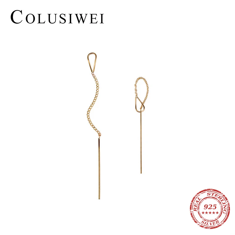 

Colusiwei Geometric Long Chain Drop Earrings for Women Hollow Out Water Drop 925 Sterling Silver Fashion Stylish Jewelry Brincos