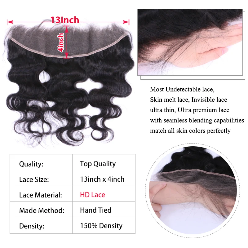 Invisible HD Lace Closures 5x5 Lace Closure Brazilian Body Wave Virgin Human Raw Hair Melt Skins 4X4 13X4 Frontal