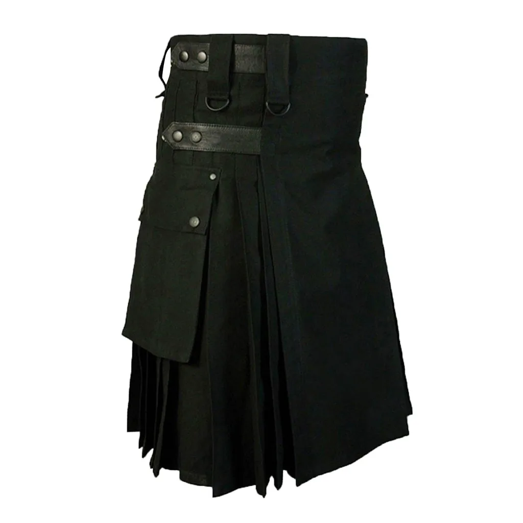 BK JAYCOSIN настраиваемые брюки мужские винтажные Kilt шотландский Готический Kendo карманные юбки шотландская одежда плиссированная юбка брюки 19Sep04 - Цвет: BK
