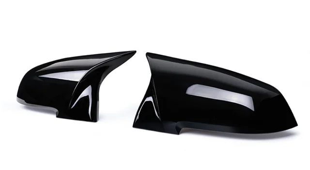 2 pieces Rearview Mirror Cover Cap Carbon Black for BMW Series 1 2 3 4 X M 220i 328i 420i F20 F21 F22 F23 F30 F32 F33 F36 X1 Bright black