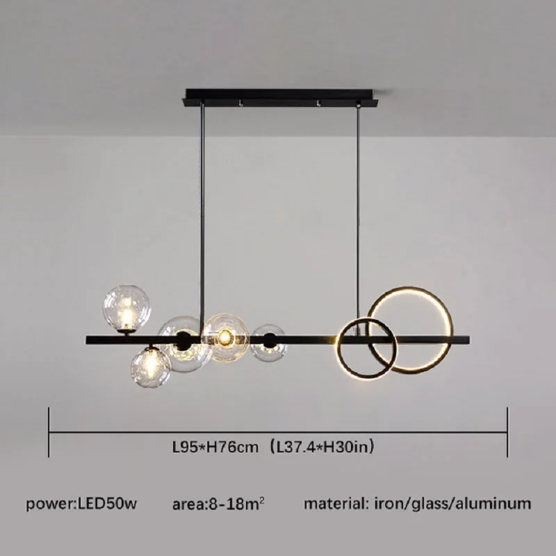 wagon wheel chandelier Black Pendant Light For Home Kitchen Dinning Room Table Nordic Glass Hanging Lamp Gold LED Ceiling Chandelier Smoky Gray Bulb kitchen chandelier Chandeliers