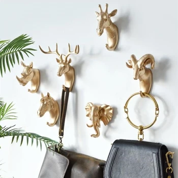 

1PC Animal Hook Wall-Mounted Home Decoration Coat Rack Creative Keychain Wall Wall Butler Strong Viscose Seamless Retainer Hook