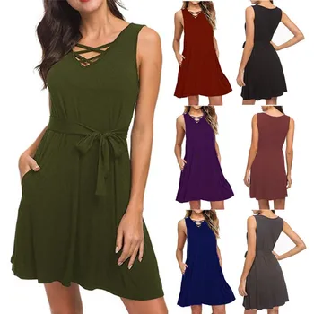 

Daily OWLPRINCESS 2020 Best Selling New Sleeveless V-neck Waistband Dress