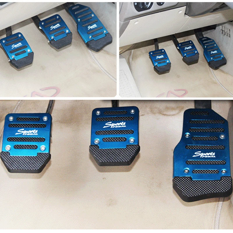 

Automotive Universal Aluminum Anti-skid Foot Pedal Accelerator Brake Foot Pedal MT3 Pcs/Set AT2 Pcs/Set Pedal Silver, Blue, Red
