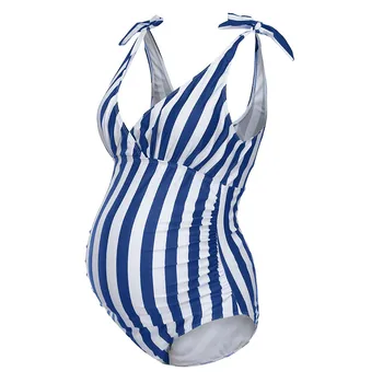 

Maternity Tankini Women Stripe Print Bikini One Piece Maternity Swimsuit Beachwear Swimwear Pregnant Swimming Suit Clothes 2020
