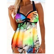 Танкини купальный костюм для женщин купальник размера плюс 5XL мягкий пуш-ап купальник из двух частей женский купальный костюм