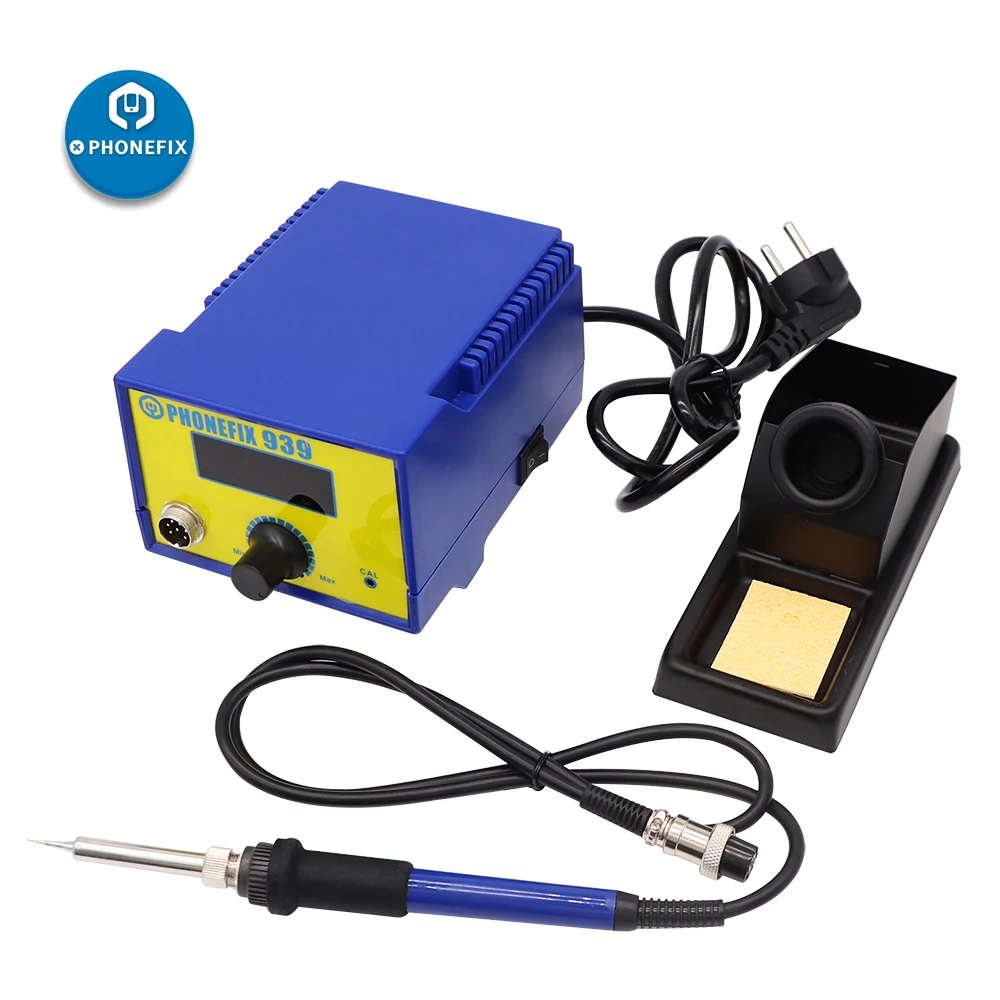 

PHONEFIX 939 Electronic Soldering Station Adjustable temperature LED display ESD safe element-long life heating with 6Pcs Tips