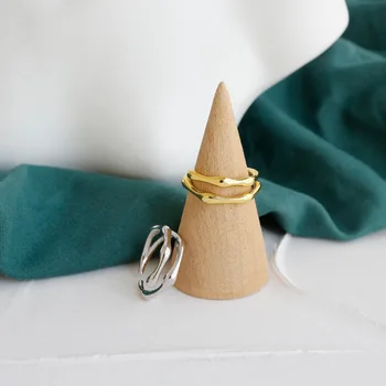 

Silvology 925 Sterling Silver Double Layers Rings Irregular Line Chic Open Tail Rings for Women Minimalist Jewelry Female Gift