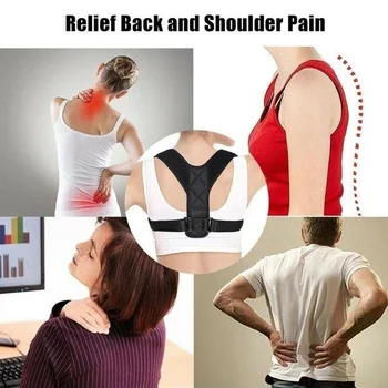 

Support Adjustable PU Leather Shoulder Buckle Back Brace Hunchback Solid Pain Relief Magic Sticker Durable Posture Corrector