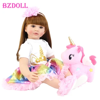 60cm Big Size Reborn Toddler Doll Toy Lifelike Vinyl Princess Baby With Unicorn Cloth Body Alive Bebe Girl Birthday Gift 1