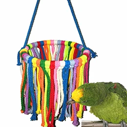 Colorful Color 1 Parrot Bird toy Chew Bites Cotton Rope Colorful Hanging Cage Swing Nest Decor Rope Pull toys Bird Cage Accessories Supplies - Цвет: Colorful Color 1