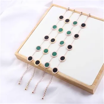 

European Titanium Steel Roman Five Round Circle Bracelet For Women Girls Party Delicate Fashion Jewelry