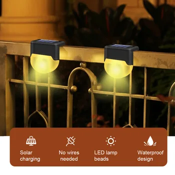 

6pcs Yard Wall Path LED Fence Lights IP55 Waterproof Balcony Landscape ABS Solar Powered 3000K Color Temperature Outdoor Garden