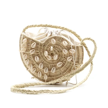 

FGGS-Fashion Shell Woven Crossbody Bag Handmade Straw Bag