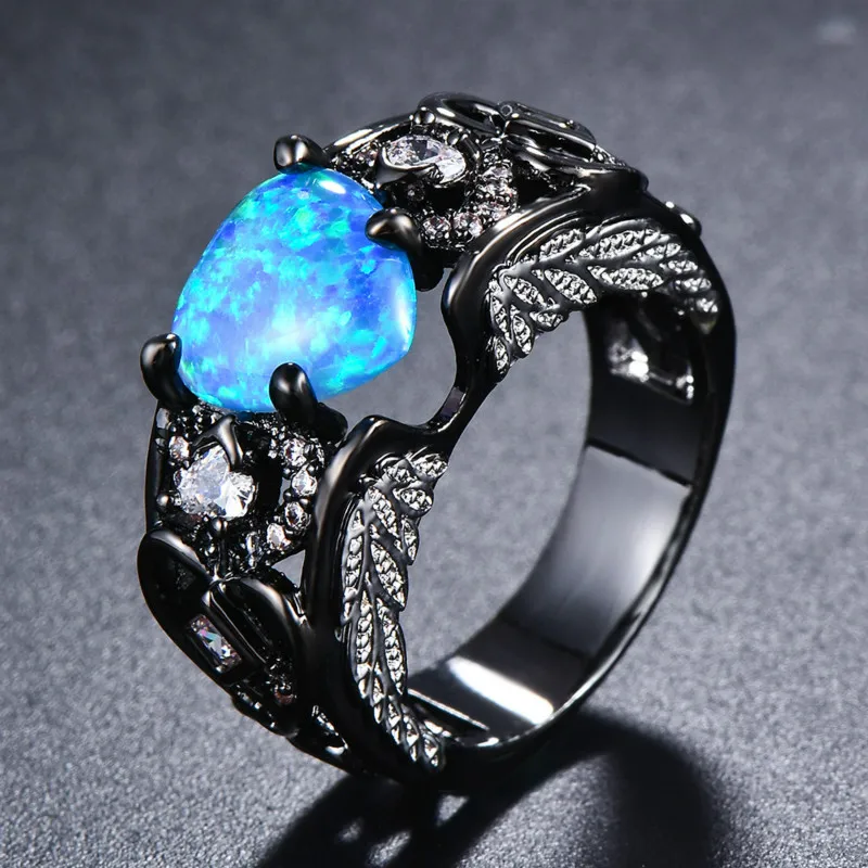 Angel Wings Black Wedding Rings for Ladies/Women Fashion Zircon Birthstone Engagement Ring Party Gift | Украшения и аксессуары