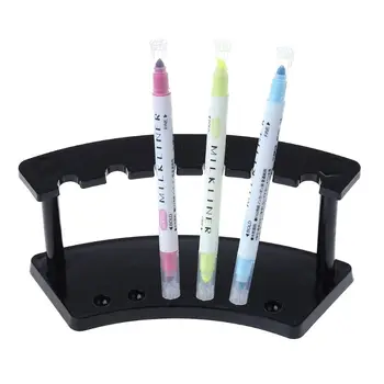 

6 Slot Acrylic Pen Stand Holder Office Desk Jewelry Plastic Display Rack Black XXUC