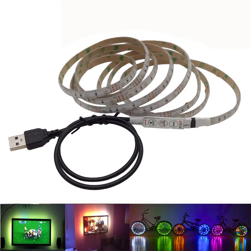 USB Светодиодная лента лампа 2835SMD DC5V гибкий светодиодный светильник 1 м 2 3 4 5 М HD ТВ