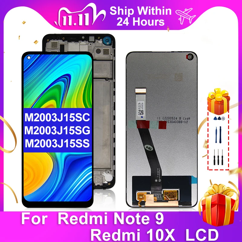 ЖК-дисплей 6 53 дюйма для Xiaomi Redmi Note 9 с сенсорным экраном и дигитайзером запасные