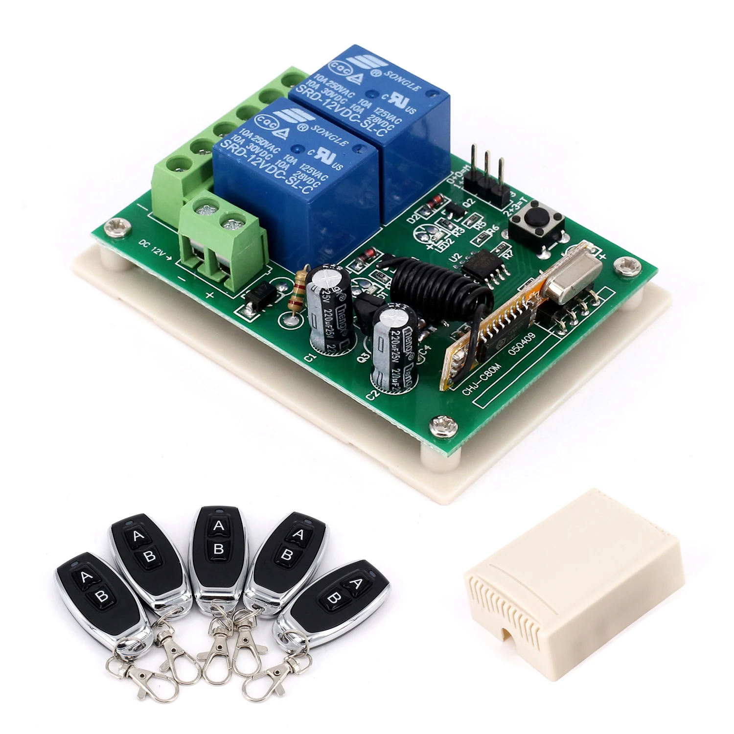 

2CH 433MHz Wireless Transmitter For Light Garage Door Opener Remote Control Switch RF Relay Receiver Switches