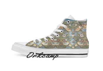 

William Morris Pattern Birds and Flowers Custom Casual High Top lace-up Canvas shoes sneakers Drop shipping