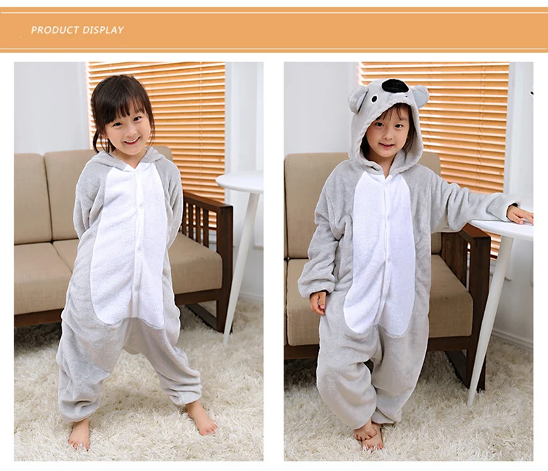 Criança cinza koala kigurumi onesias crianças dos