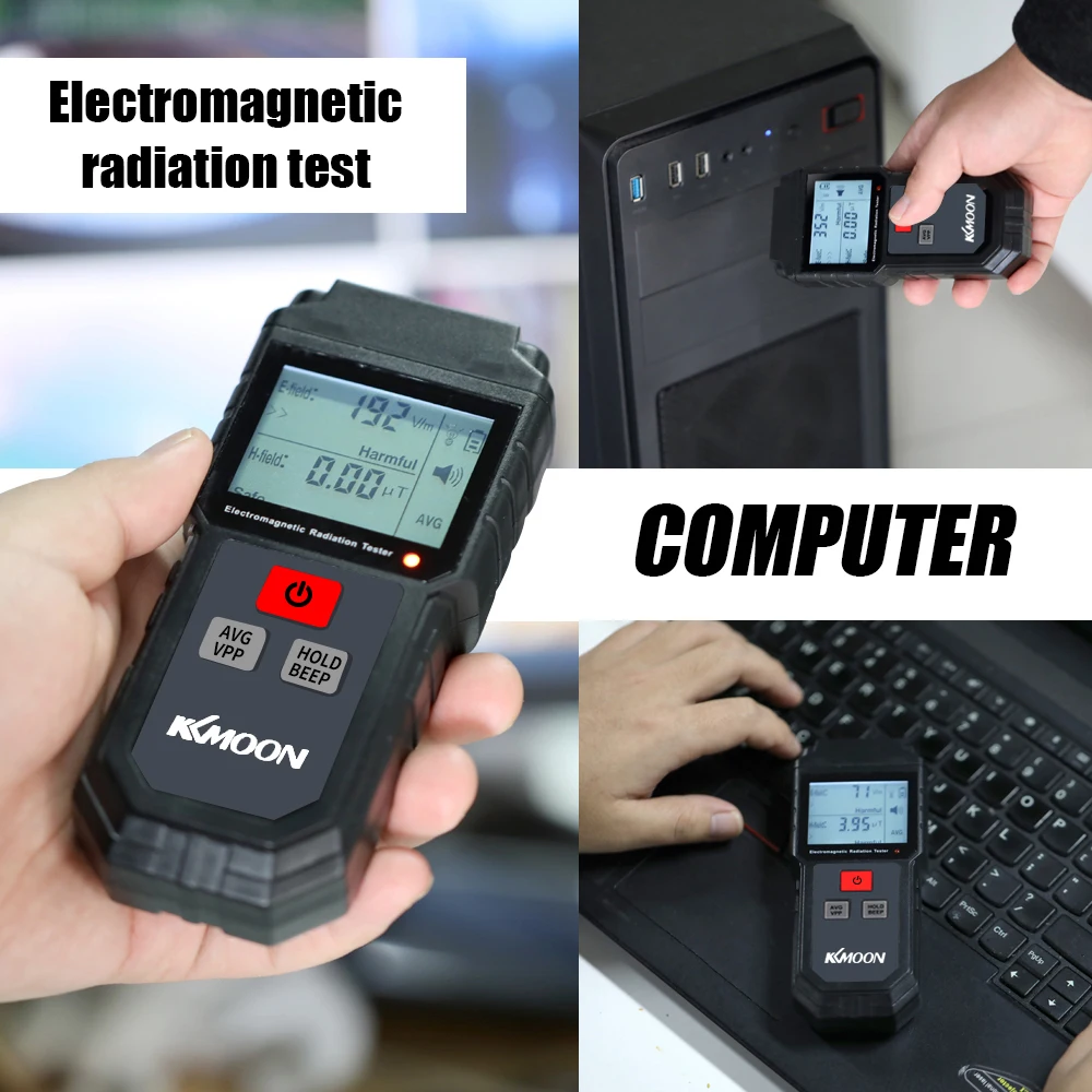 KKmoon Handheld Digital LCD EMF Meter Electromagnetic Radiation Tester Electric Field Magnetic Field Dosimeter Detector