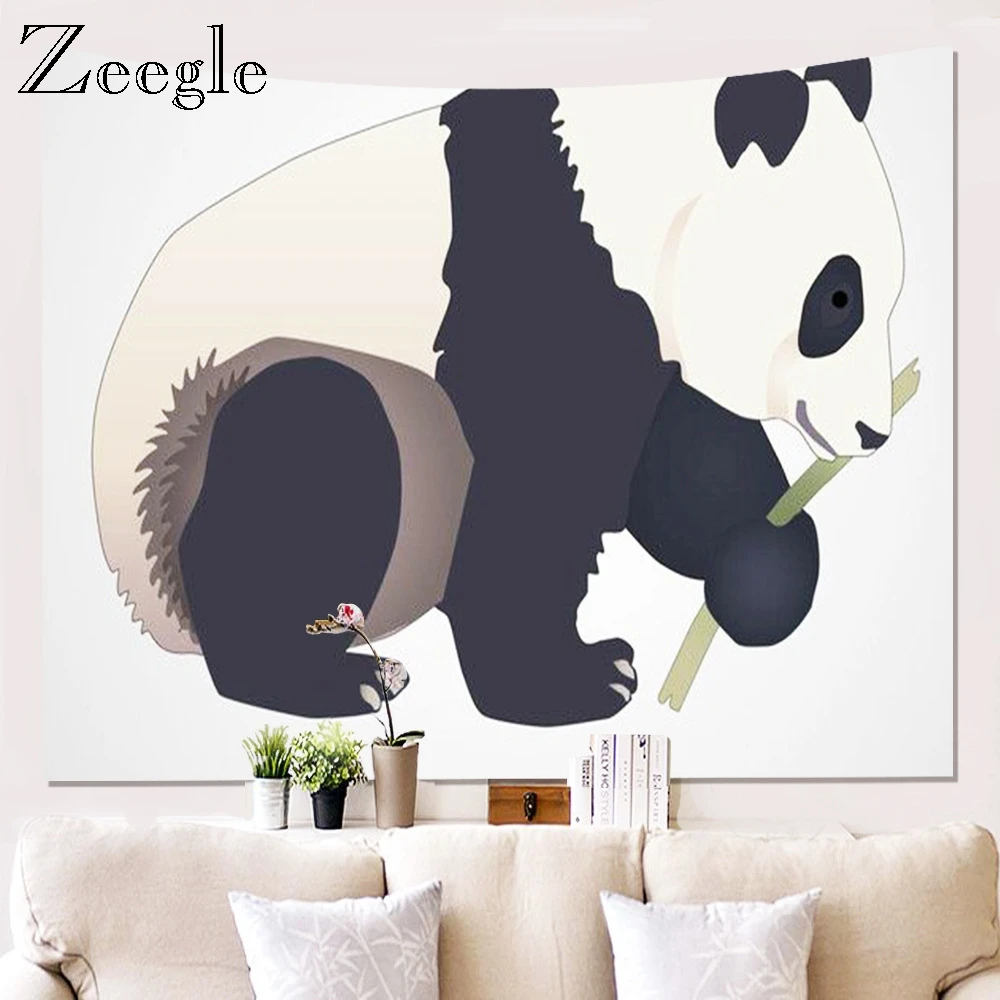 Zeegle Cartoon Panda Wall Hanging Tapestry Picnic Blanket Kitchen Tableclothes Home Art Decoration Tapestry Bedspread Yoga Mat