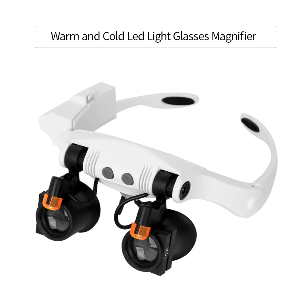 

Glasses Magnifier Cold Warm Light Source Magnifying Glass With Led Light 12 Lens 3X 4X 5X 6X 7X 10X Illuminated Magnifier