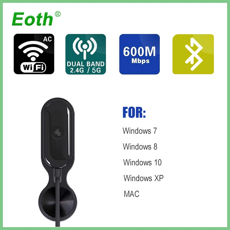 

Wifi 5g bluetooth Adapter 600mbps Dual Band Wi-fi Dongle Computer AC Network Card USB 2.0 2.4Ghz+5.8Ghz
