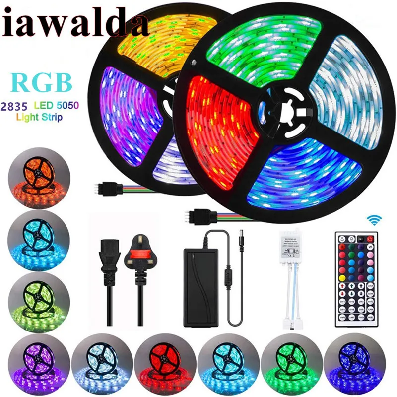 Iawalda светодиодные полосы света wifi RGB 5050 SMD 2835 Гибкая Водонепроницаемая лента LEDLight 5