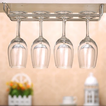 

3 Rows Wine Glass Rack Under Cabinet Stemware Wine Glass Holder Glasses Storage Hanger Metal Organizer for Kitchen Bar