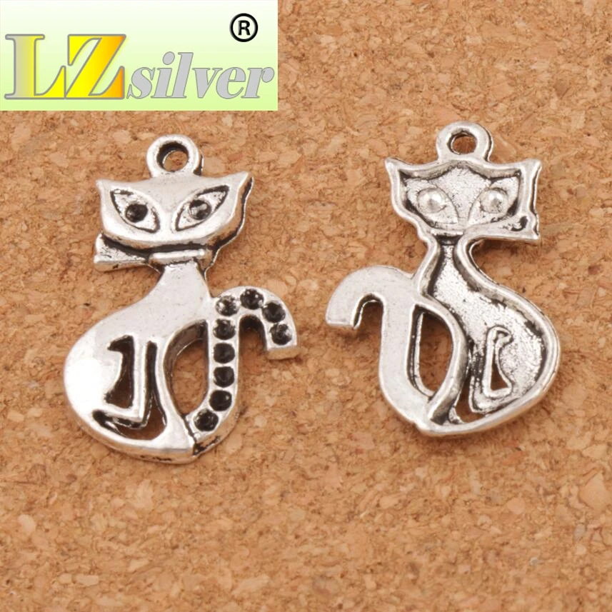 Slim Lady Cat Spacer Charm Beads  120PCS zinc alloy Pendants Alloy Handmade Jewelry DIY L1160 16x25 mm