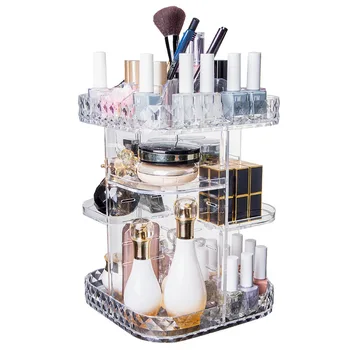 

Multi-Functional Cosmetic Storage Box Display Holder Acrylic Makeup Case Organizer 360 Degree Rotation Makeup Organizer Boxes