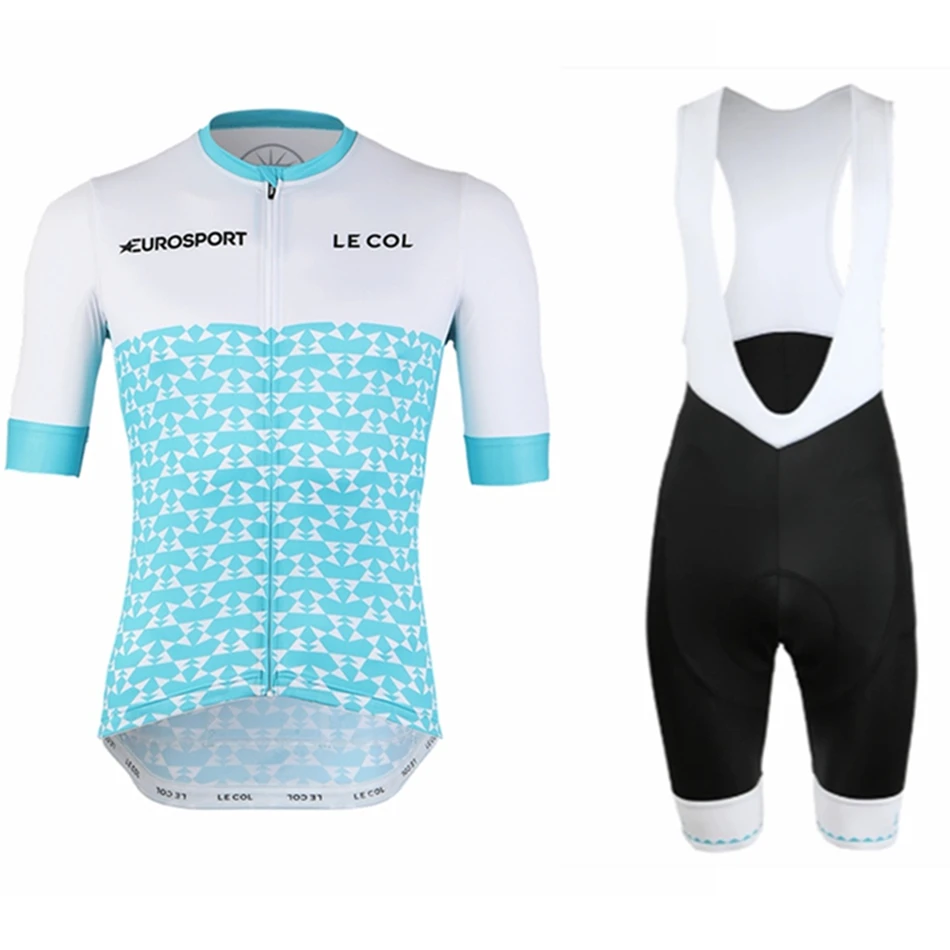 

LE COL Cycling Jersey Men Bike Set Eurosport Team Clothing Summer Shirts Short Sleeve Suit MTB Jacket Bib Shorts Ropa Ciclismo