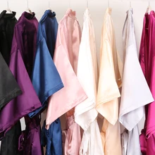 C&Fung, новинка, сексуальный женский Гладкий халат, женское атласное Короткое Кимоно, Свадебный халат, шелковистая Пижама, халат, халаты, S-XXL