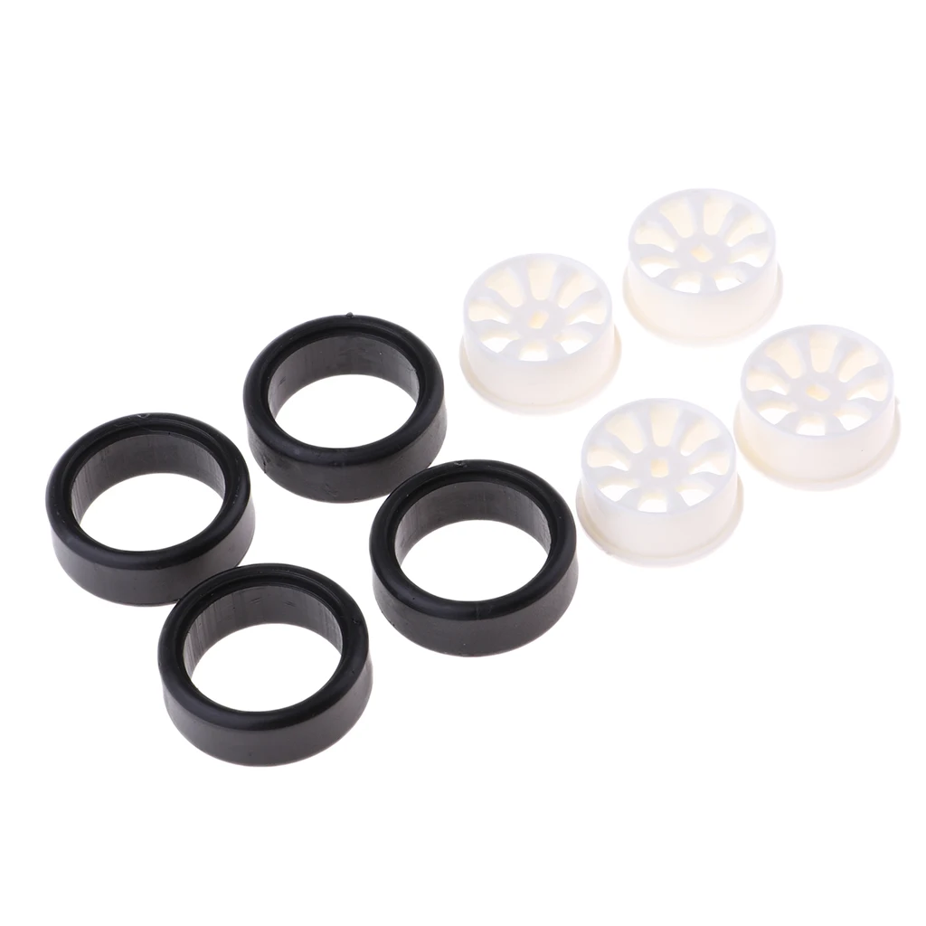 4Sets 1:24 RC Rock Crawler Rubber Tires & Plastic Wheel Rim Set for A252