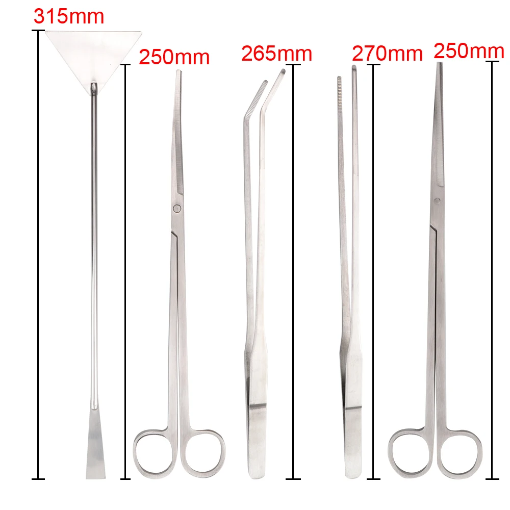 Silver Stainless Steel Plants Fish Tank Accessories Plants Tweezers Cleaning Tools Aquarium Tools Set Grass Scissors