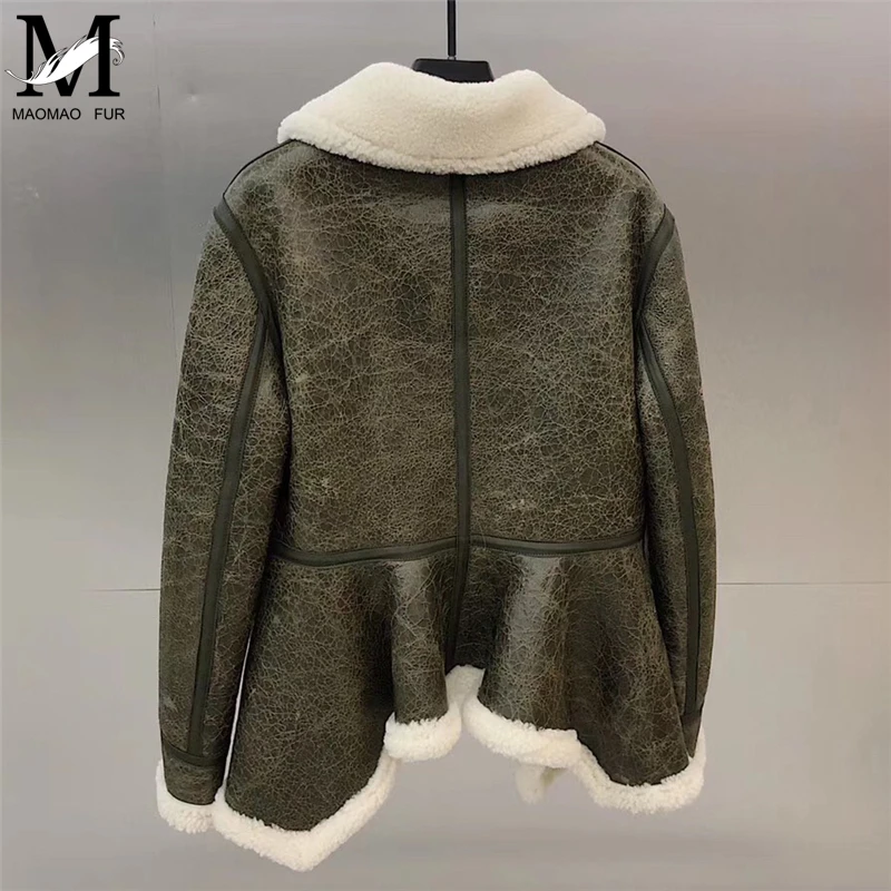 Женские кожаные меховые пальто из овечьей кожи куртки овчины женская модная