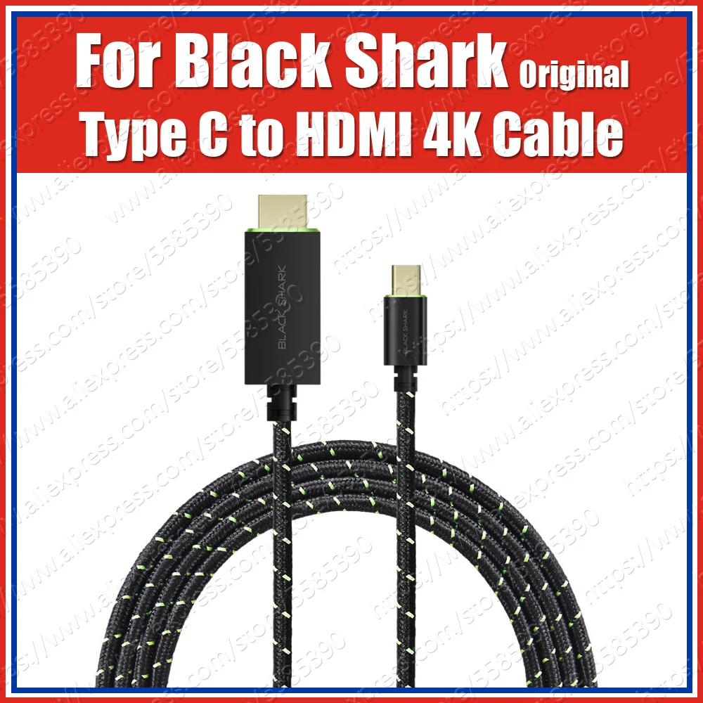 4K 60Hz 2M XiaoMi Black Shark USB Type C to HDMI Cable Braided Nylon Black Shark