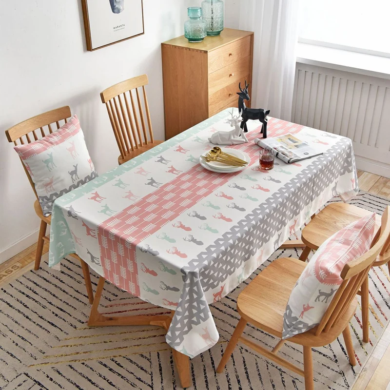 Free Shipping Elk Print Waterproof Table Cloth, Oil-Proof/Waterproof Stain-Resistant Table Cover for Outdoor and Indoor